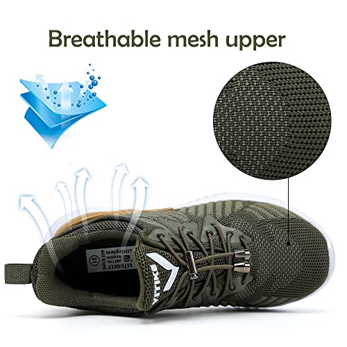 Jmfchi Boys Girls Kids' Sneakers Knitted Mesh Sports Shoes Breathable Lightweight Running Shoes For Kids Fashion Athletic Casual Shoes Olive Green #TOP2