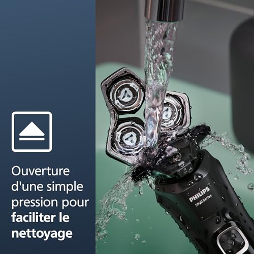 Philips Rasoir électrique Série 5000 pour homme Wet & Dry, avec tondeuse rétractable, station de nettoyage, coffret de voyage et cartouche Quick Clean (modèle S5898/50)