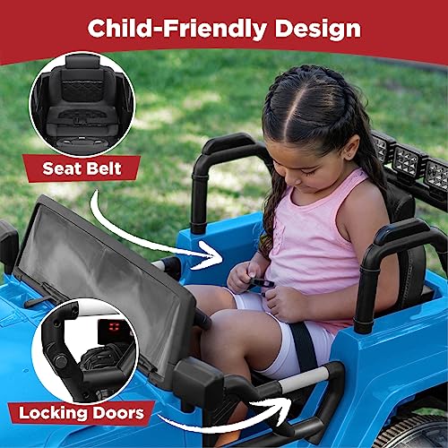 Image of Best Choice Products Jumbo 12V Kids Electric Vehicle Toy Ride On Car with Parent Remote Control for Toddlers, Seat Harness, 65 lb Weight Capacity, Spring Suspension, 3.7 MPH Max Speed - Light Blue