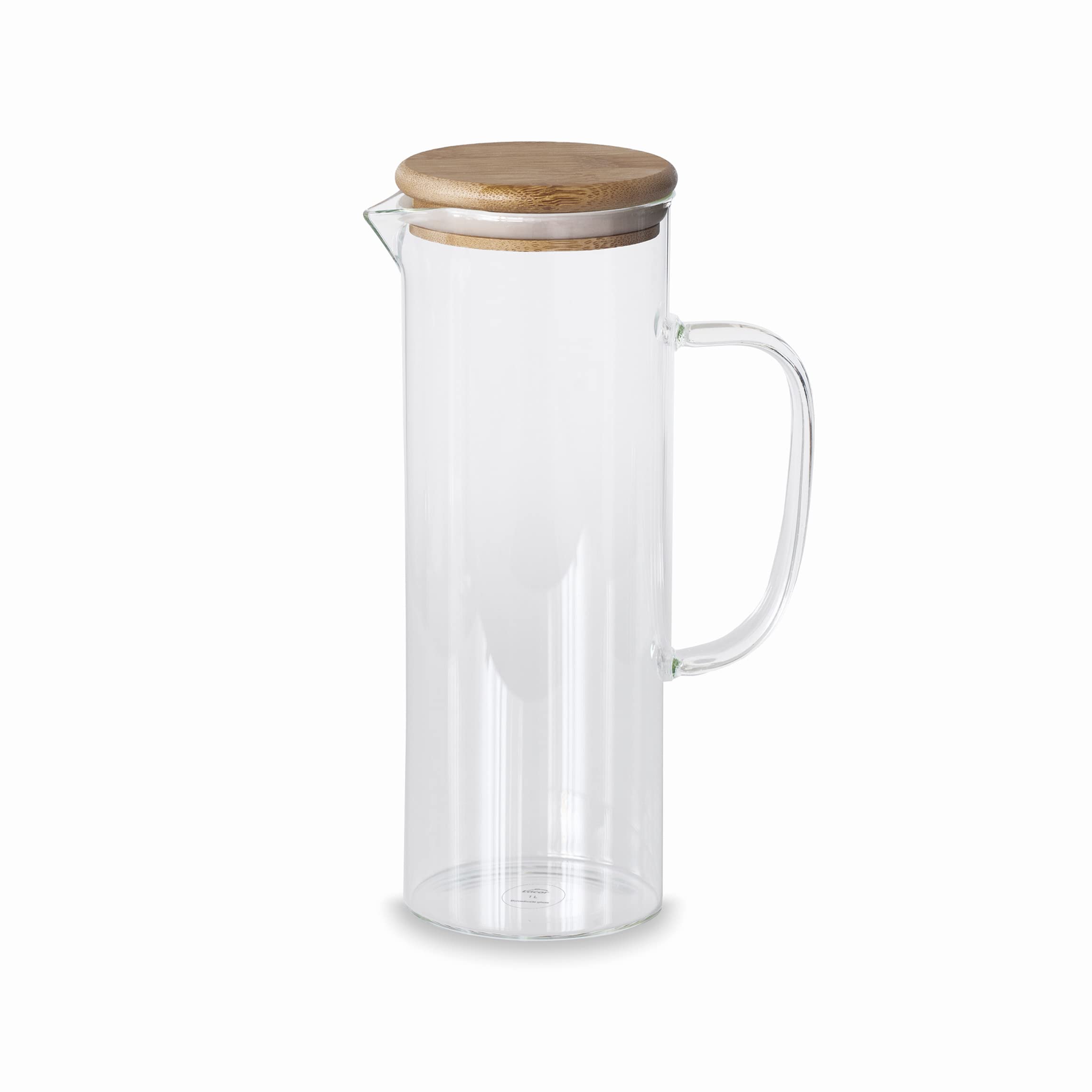 Lacor - 61953 - Water jug Made of Borosilicate Glass - lid Bamboo - Sieve - Perfect for Lemonade, iced Coffee, Tea - Dishwasher Safe - 1 Litre