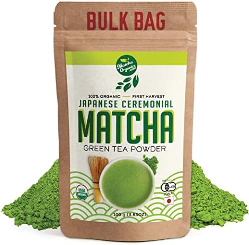 Premium Japanese Ceremonial Matcha Green Tea Powder - 1st Harvest HIGHEST Grade - USDA & JAS Organic - From Japan - Perfect for Starbucks Latte, Shake, Smoothies & Baking (3.52oz / 100g)