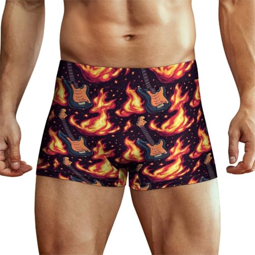 FWJZDSP Cuecas boxer para homem com design de guitarra de música rock, cuecas boxers estampados, roupa interior elástica, boxers suave, Como na imagem, XL