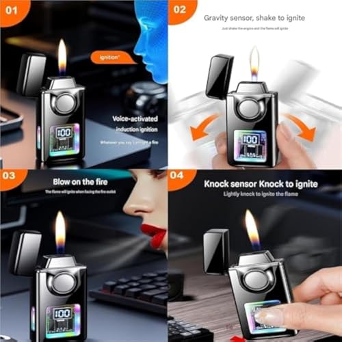 Encendedor eléctrico dual con llama y recarga USB miniatura 2