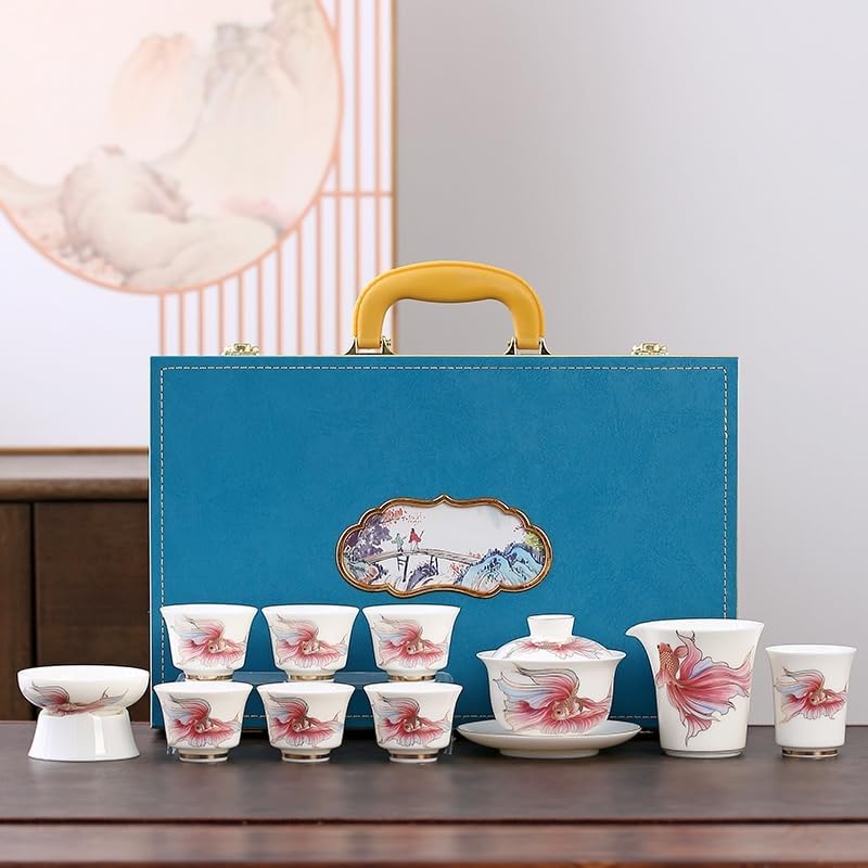 萩焼茶器セット 松綠 特注栃の木お盆付き