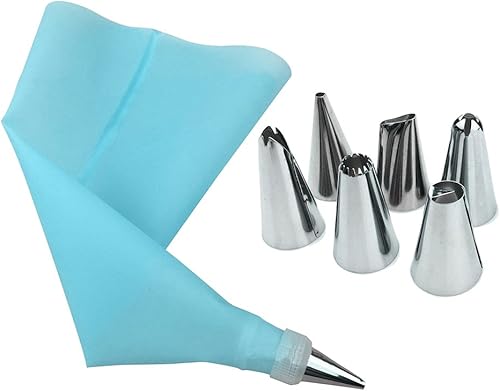 Godagoda Juego de 8 piezas de silicona para glaseado, crema, pastelerĂa, bolsa + 6 boquillas de acero inoxidable para bricolaje, herramientas de Godagoda Juego de 8 piezas de silicona para glaseado, crema, pastelerĂa, bolsa + 6 boquillas de acero inoxidable para bricolaje, herramientas de