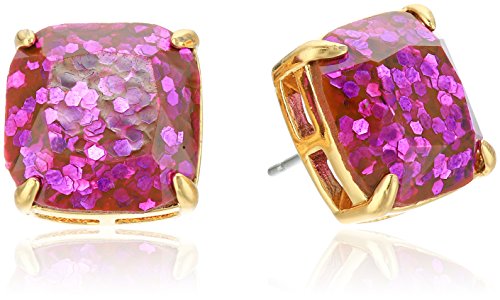 kate spade new york Small Square Pink Multi-Glitter Stud Earrings