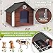 Outentin Hundehütte Outdoor Isoliert - Hundehaus für Mittelgroße Hund - Winterfest und Wetterfest - Hunde Haus für Draußen mit schrägem Dach - Stabile Villa und Moderne Design - 76 x 63 x 60cm-Nuss