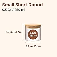 Vista 2 de ComSaf Juego de tarros de vidrio para almacenamiento de alimentos de 0.5 Qt, juego de 6 tarros de vidrio transparente con tapas, tarros