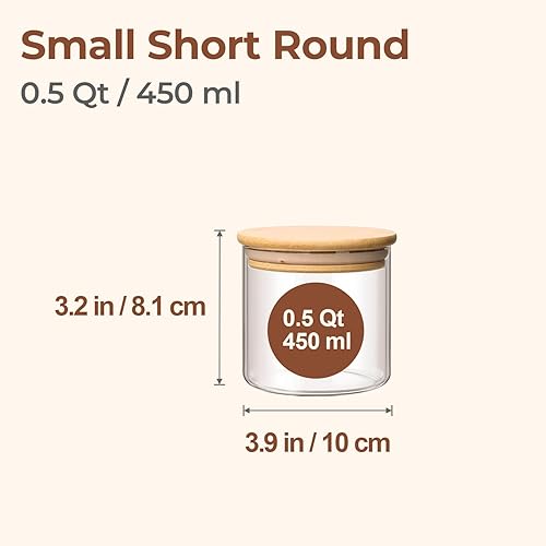 Miniatura 2 de ComSaf Juego de 6 tarros de vidrio para almacenamiento de alimentos de 15 onzas, recipientes de almacenamiento de vidrio transparente con tapas,