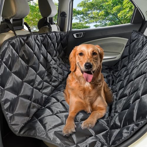 Image of amazon basics Pet Car Seat Cover | Non-Slip | Travel Hammock with Headrest Straps for Anchors | Material Polyester | for Sedan & SUV Cars | Black