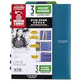 Five Star Pocket Dividers, Tabbed, Fits 3 Ring Binder, Colors Will Vary, 3 Pack (81212)