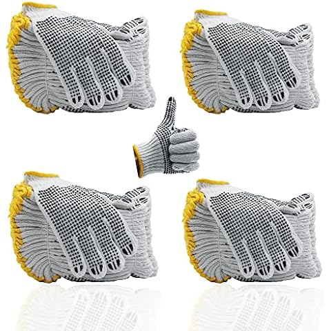 Cotton-Polyester With one Side Dots String Knit Shell Safety Protection Work Gloves Black dot Cover