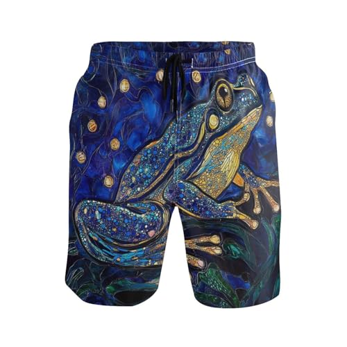 Short de bain bleu grenouille au design artistique unique pour homme