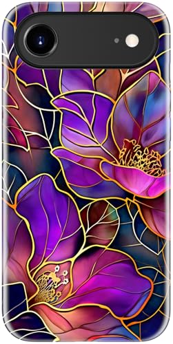 Image of Goodon for iPhone Air Case Cute - Wireless Charging Compatible - Dual-Layer Hard Shell + Silicone Cover - Protective Phone Case with Trendy Designs for Women - Blooming Purple Flowers