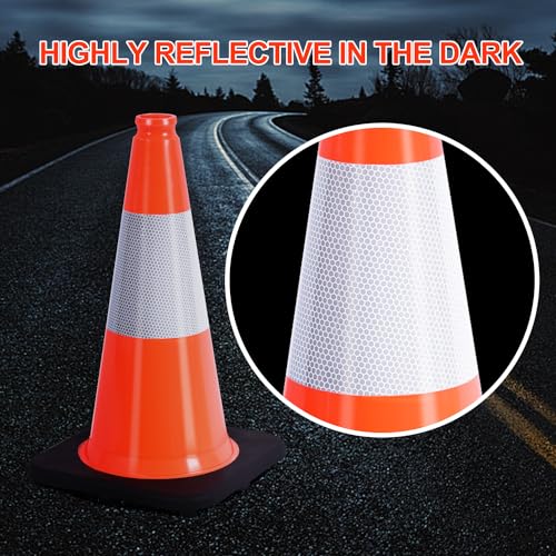 Image of BESEA 5 Pack 18 Inch Traffic Cones with Weighted Black Base
