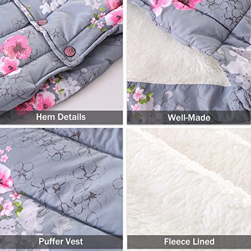 Littlespring Little Girls Puffer Vest Fleece Lined Lightweight Winter Outerwear Vest, Gray, Size 8 #TOP4