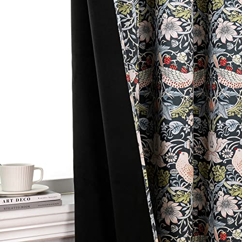 Obal William Morris Blackout Curtains Original Design Rod Pocket Curtains Extra Long Thermal Room Darkening Curtains for Bedroom Living Room, 66" x 90" Drop, Green Strawberry Thief (2 panels) - Image 6