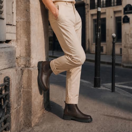 Image of Holy dove Men's Wide Toe Box Platform Chelsea Boots Slip-On Casual Ankle Dress Boot