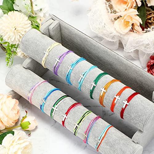 Inbagi 30 Pcs Friendship String Rope Cross Bracelet for Women Men, Adjustable Christian Nylon Rope Handmade Braided Cross Bracelet for Christian Party Favors Vbs Back to School Gift, 15 Colors4