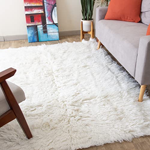 Super Area Rugs Organic Wool Greek Flokati Rug, White, 9' x 12'