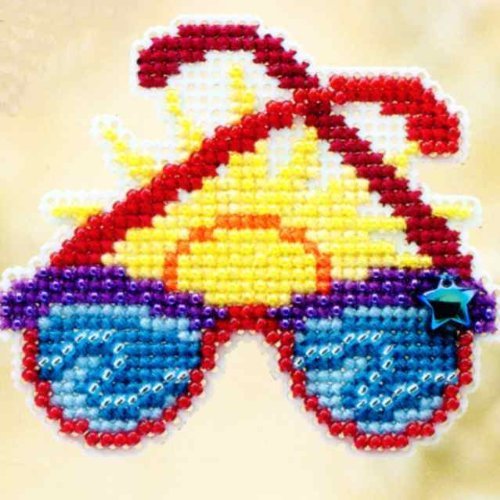 Image of Shades Beaded Counted Cross Stitch Ornament Kit Mill Hill 2010 Spring Bouquet MH18-0106