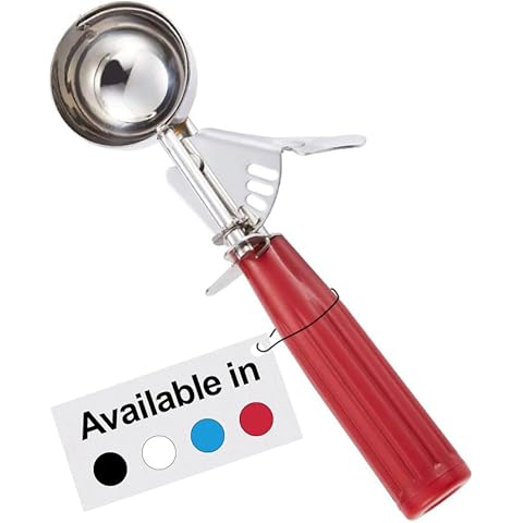 Meadow Lane Trigger Scoop - #24 Size (2-in Diameter) 2.7 Tbsp Capacity, Stainless Steel, Portion Control, Ice-cream & Cookie Dough Scoop, Red Cover