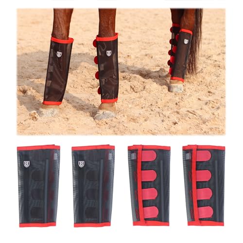 Image of Harrison Howard Loose-Fitting Horse Fly Leggings Breathable, Tear-Resistant Fine Mesh Leg Guards Stay-on Comfortable Fly Boots (Set of 4)