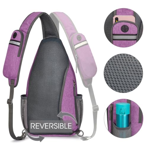 Image of G4Free Sling Bag for Men Women, RFID Blocking Crossbody Bag, Daily, Travel | Durable Polyester Fabric, 10L, Perfect for work, shopping, weekend outings, Hiking, Reversible Shoulder Strap (Light Purple)