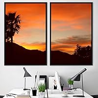 2 Piece Framed Canvas Wall Art Sunset in The Mountains Canvas Prints Home Artwork Decoration for Living Room,Bedroom - 16