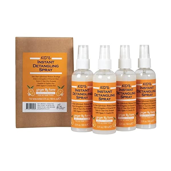 Ginger Lily Farms Salon Formula Kid’s Instant Detangling Spray, Tear-Free Formula, Hair Detangler Spray for Kids, 100% Vegan & Cruelty-Free, 3.3 oz (Pack of 4) - Image 7
