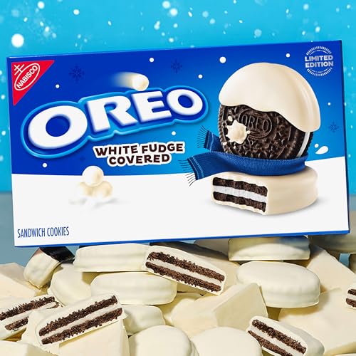 Image of Oreo, White Fudge Covered Chocolate Sandwich Cookies, Holiday Cookies, 8.5 Ounce