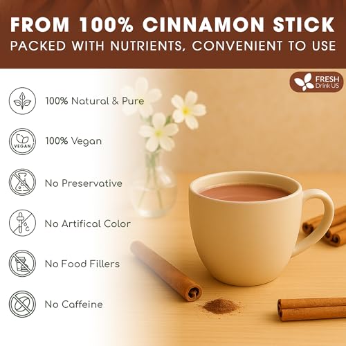 Image of FreshDrinkUS, Premium Cinnamon Powder 8oz - Pure Ground Cinnamon for Baking, Cooking, Smoothies, and Tea - Freshly Packed in Resealable Pouch