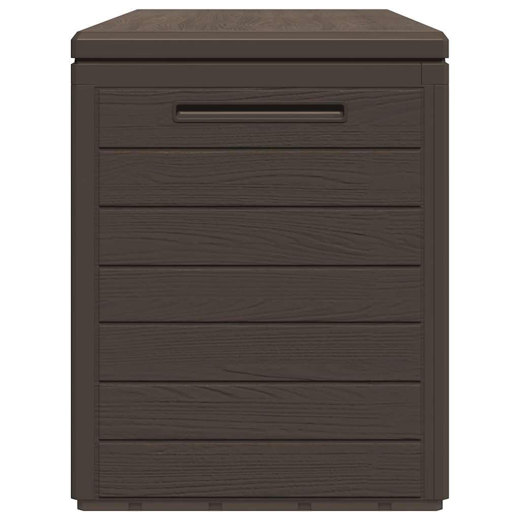 Scatola portaoggetti da giardino marrone 116 x 44 x 55 cm in polipropilene, capiente contenitore esterno per cuscini, cuscini e coperte, design senza tempo per terrazza