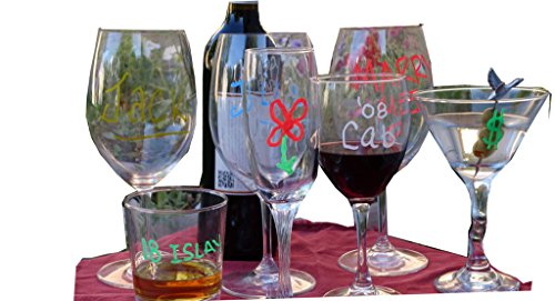 Vino Scribo Wine Glass Marking Pens- Personalize your party! Forget the wine charms-Great gift for parties, wine lovers, housewarming. (Silver Gold Red Green)