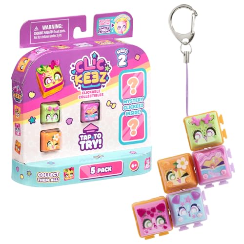 Clickeez Series 2 5-Pack | 5 Collectible Character Keyboard Keys Click and Clack | Create Your Own Keychain | Ages 6+