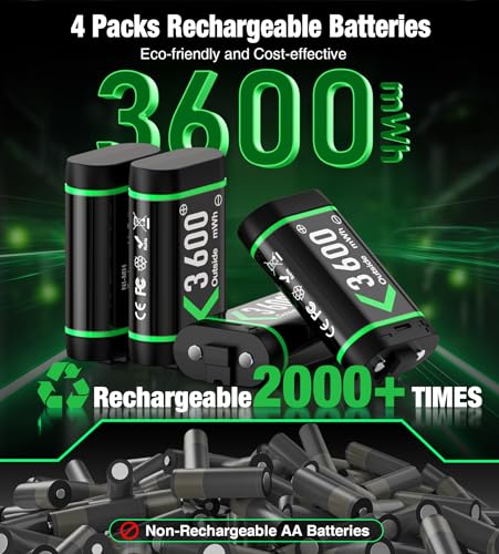 Ninjajoyox Upgraded Fast Charging Rechargeable Battery Packs With Light Control, 4 X 3600Mwh Xbox Controller Batteries With Battery Charging Dock/Station For Xbox One/Xbox Series X thumb #4
