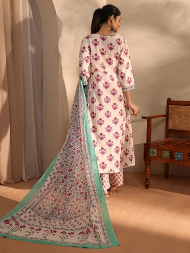 Image of Libas Printed Cotton Anarkali Kurta With Trouser and Dupatta | ethnic wear | bridal suit | occasion wear