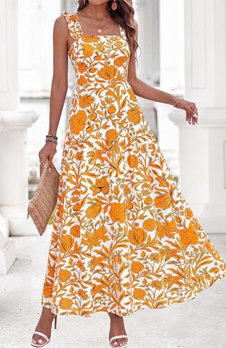 Image of BTFBM Dresses for Women Summer 2026 Formal Sleeveless Smocked Floral Long Wedding Guest Dress Party Spring