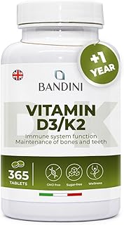 Vitamin D3 K2 | 365 Easy-to-Swallow Tablets 1 Year Supply | 2000 IU Vitamin D3 & 200 mcg Vitamin K2VITAL® MK‑7 99% All Trans | Bones, Teeth, Muscles, Joints & Immune System | High Strength