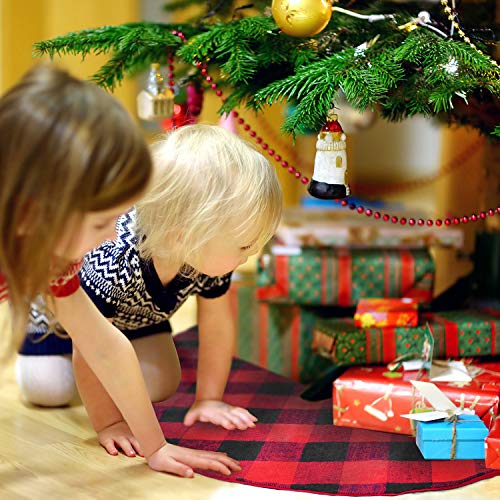 ATLIN Buffalo Plaid Christmas Tree Skirt - Larger 3 Inch Red and Black Checks for a Traditional Look - Machine Wash and Dry – 3 ft and 4 ft Diameter Options