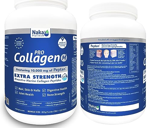 825gm (29oz) Hydrolyzed Marine Collagen Peptides featuring 10,000mg of Peptain, for Skin, Nails, Bones and Joints. Bonus Size (825gm) (825gr)