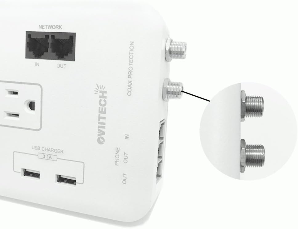 Gеt Chеар Prісе OviiTech 12 Outlet All-In-One Mountable Surge Protector Power Strip with2 USB Charging Ports(3.1A Total and Phone/Ethernet/Coax Protection,6 Foot Heavy Duty Extension Cord,4380 Joules,White,ETL Listed