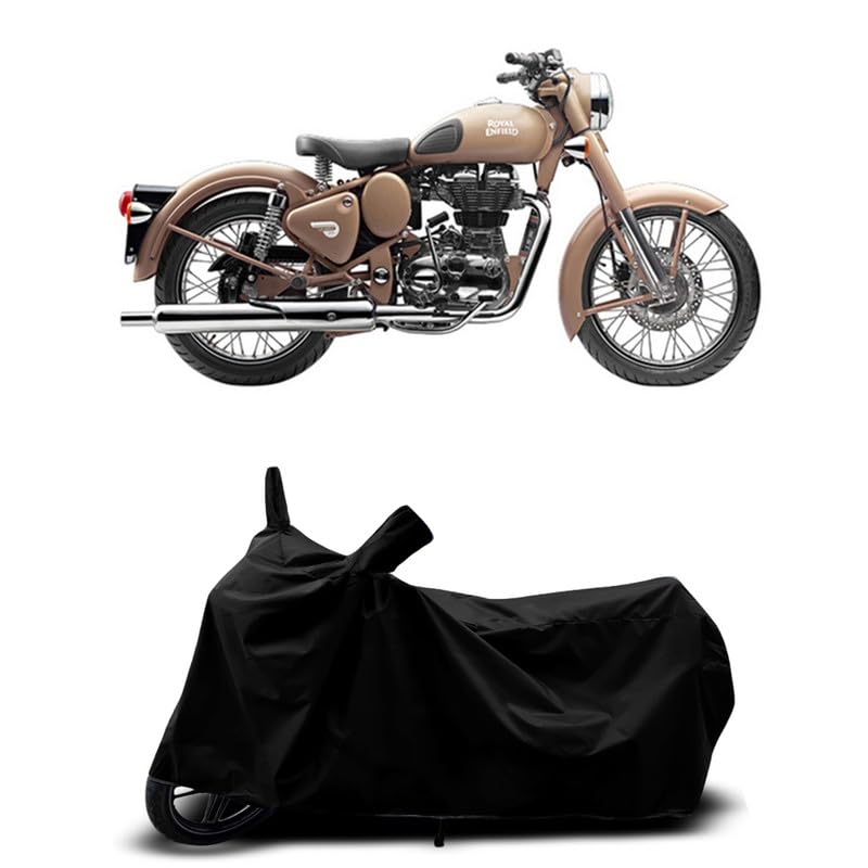 Image of DUFFEL-All Two Wheeler Bike /Scooty Body Cover Used For Royal Enfie Classic Desert Storm BS6 Heat Protectio /Water Resistance /UV-Rays /Birds Dropping /Scratchproof /Dust Proof /Waterproof All Variant[Black]