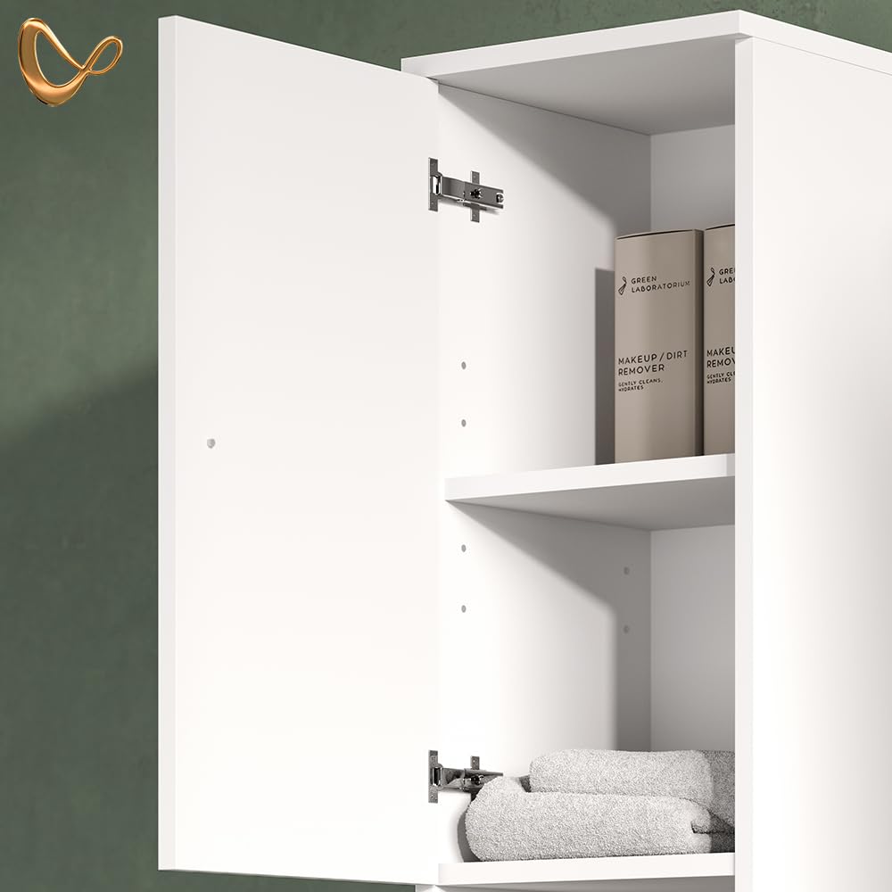 Livinity Meuble mi-Haut de Salle de Bain Fucino Blanc Brillant 30x190cm