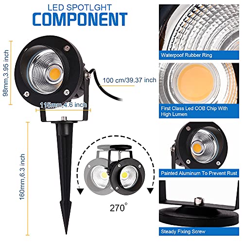 Eleglo 18W Low Voltage Landscape Lighting Led Spotlight Outdoor 12V~24V Ac/Dc Waterproof Landscape Lights Spot Lights For Yard With Spiked Stake Warm White Flag Light Garden Decorative Lamp (2 Pack) #TOP3
