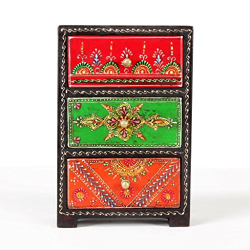 Image of Traditional Handpainted 3 Drawer Chest. 6x3x6 Inch