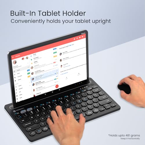 Image of Portronics Bubble Dock Wireless Keyboard with Tablet Holder, Multi-Device Pairing, Rechargeable Battery,Dual Connectivity(2.4 GHz RF & Bluetooth 5.3v)