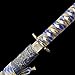 Decorative Samurai Sword Set, 3-Piece Katana Collection with Display Stand, 39.3/31.1/20.4 inches (Blue（2）)