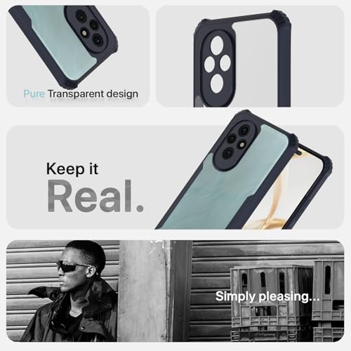 Image of Pikkme Crystal Clear Transparent Back Cover | Ultra Hyrbid | Full Camera Protection | Raised Edge | Bumper Case for Honor 200 Pro 5G (Blue)
