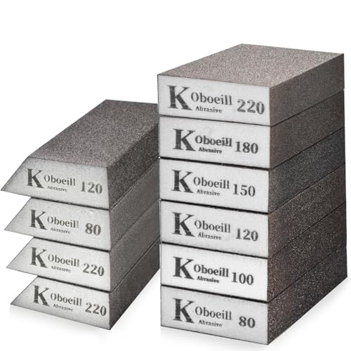 10 Stück Schleifschwamm Handschleifer 80/100/120/150/180/220 Körnung Schmirgelpapier waschbar wiederverwendbar zum Schleifen Polieren Metall Holz